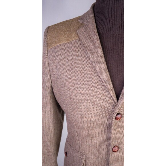 Topman Herringbone Beige Blazer Sport Coat Jacket Size 42R 3-Button Extra Slim - Picture 6 of 15